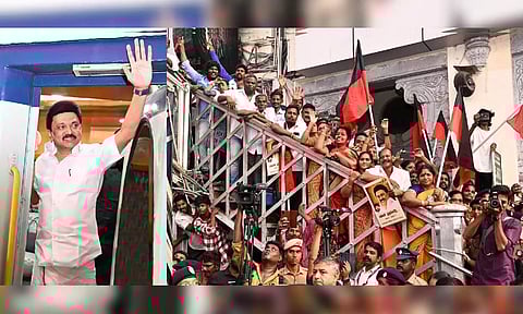 On Sunday evening, Stalin and a few officials, security officers left for Mayiladuthurai by Tiruchendur Express train at Egmore railway station