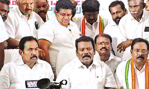 TNCC chief Selvaperunthagai talking to the press