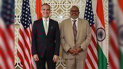 US Ambassador to India, Eric Garcetti with International Trade Administration Assistant Secretary, Arun Venkatraman (Photo: X @USAmbIndia)