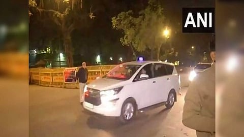 Maharashtra CM Eknath Shinde and Dy CM Ajit Pawar leave from Union Minister Amit Shah's residence. (Photo/ANI)