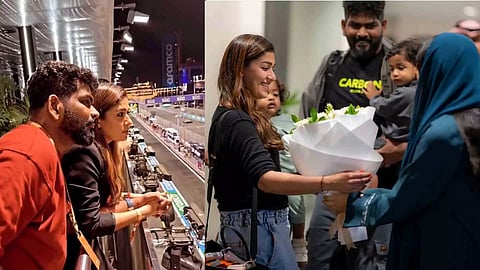 Nayanthara with her husband Vignesh Shivan and their children, Uyir and Ulag for the Formula 1 racing event.