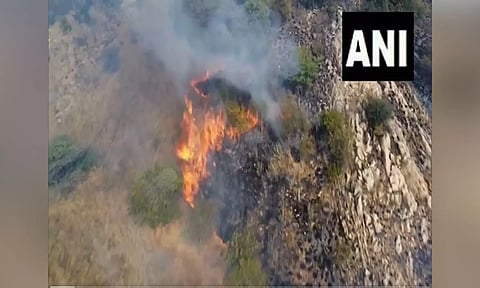 Fire breaks out at Madakkulam Sri Kabaleeswari Amman Temple hill in Madurai