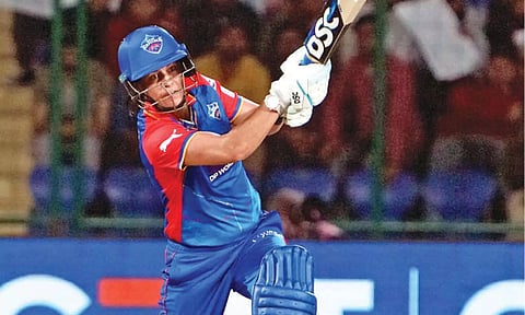 Jemimah Rodrigues plays a shot during her knock of 58