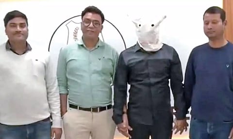 Alleged drug cartel kingpin Jaffer Sadiq in NCB custody on Saturday. He was nabbed from the national capital