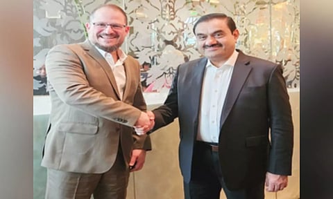 Adani Group Founder Gautam Adani with Qualcomm President Cristiano Amon. IANS