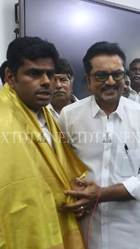After joining hands with BJP, Sarath Kumar visited the BJP office to discuss regarding poll work