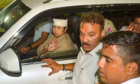 West Bengal Chief Minister Mamata Banerjee returns to her home after release from SSKM Hospital (PTI)
