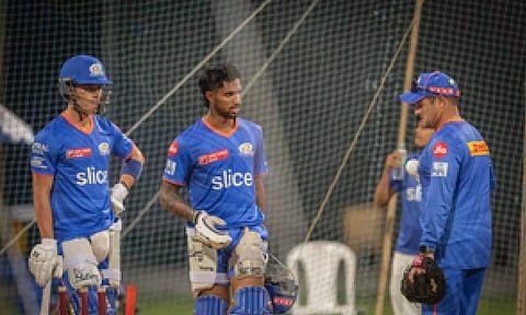 Mumbai Indians players while training session