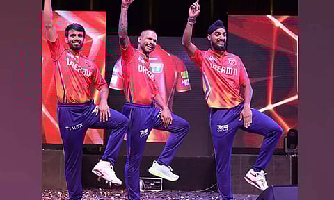 Jitesh Sharma (left), Shikhar Dhawan (center), Arshdeep Singh (left)