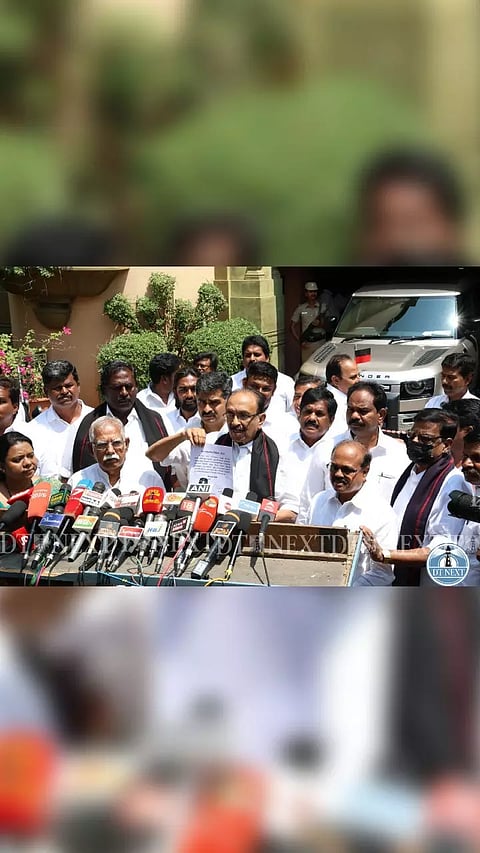 MDMK chief Vaiko addresses the media outside at Anna Arivalayam after getting Tiruchirappalli seat