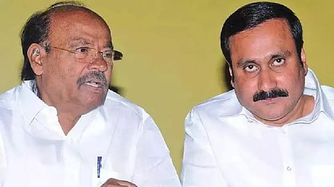&nbsp;PMK founder S Ramadoss and president Anbumani Ramadoss