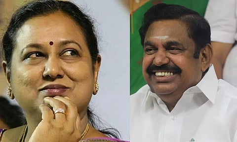 DMDK general secretary Premalatha Vijayakanth;AIADMK general secretary Edappadi K Palaniswami