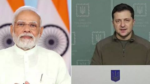 Prime Minister Narendra Modi and Ukraine's President Volodmyr Zelenskyy (Photo/ANI)