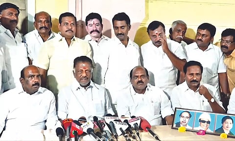 Panneerselvam meeting the press to announce his candidature