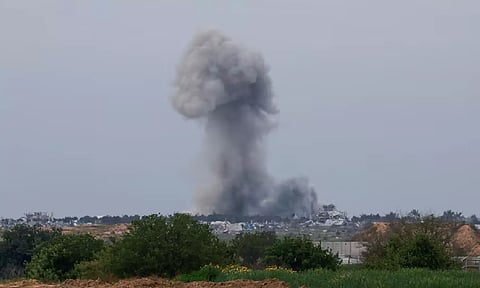 Smoke billows in Gaza, amid the ongoing conflict between Israel and the Palestinian