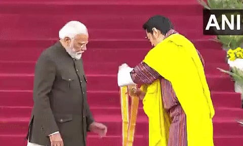 PM Modi conferred with Bhutan's highest civilian honour. (ANI)