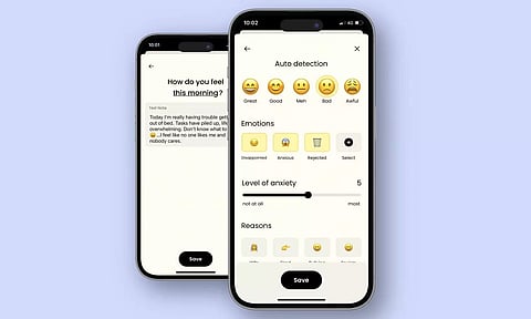 This image provided by Earkick in March 2024 shows the company’s mental health chatbot on a smartphone (AP)