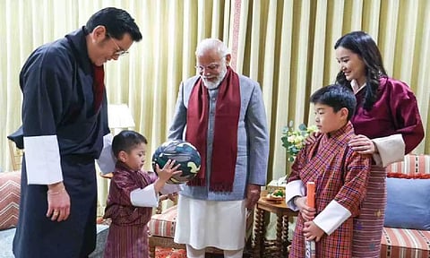 PM Modi with family of Bhutanese King (ANI)