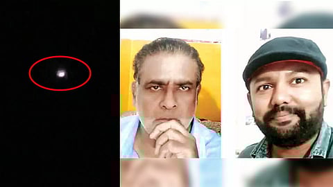 (L to R) An Unidentified Flying Object (UFO) clicked by SI Syed near Koodankulam; UFO tracker Sabir Hussain and SI Syed Abdul Kader