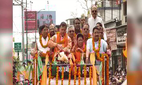 Uttarakhand CM Dhami holds roadshow (ANI)