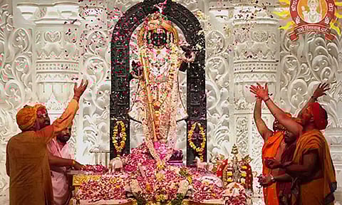 Priests showers flowers on Ram Lalla idol and played Holi (ANI)&nbsp;