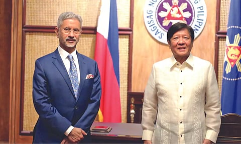 S Jaishankar with Philippines President Ferdinand Marcos Jr. during a meeting, in Manila