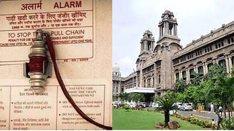 (L to R)Alarm chain in Chennai; Southern Railway office in Chennai