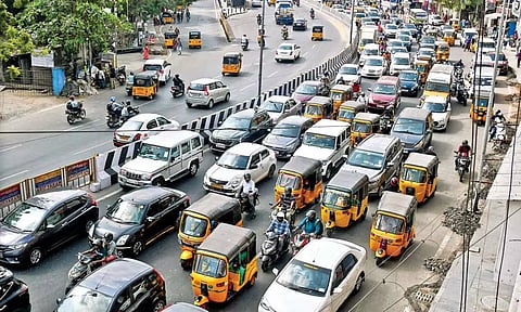Traffic snarls have been the perenial issue mainly on Anna Salai, near DMS as seen in the picture from Wednesday