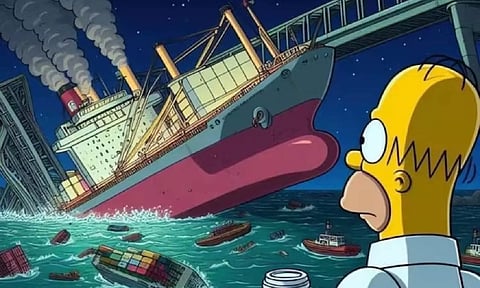 Visual from the The Simpsons episode where the bridge collapsed in the fictional town where Simpsons lived (Credits: X)