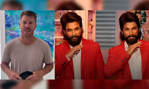 David Warner; Allu Arjun Waxing statue (IANS)