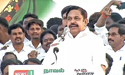 Edappadi K Palaniswami addressing election meeting in Madurai