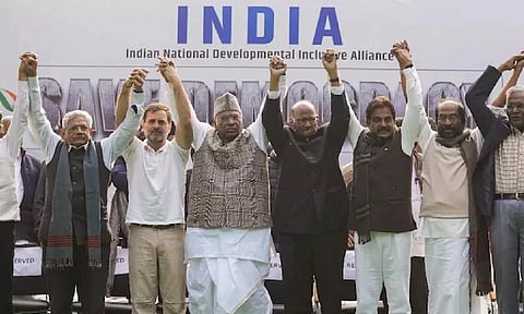 INDIA bloc leaders to hold rally against Arvind Kejriwal's arrest (Credits: PTI)