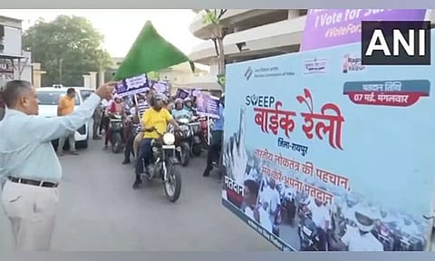 Raipur District Collector organise bike rally to create awareness among voters ahead of Lok Sabha election (ANI)