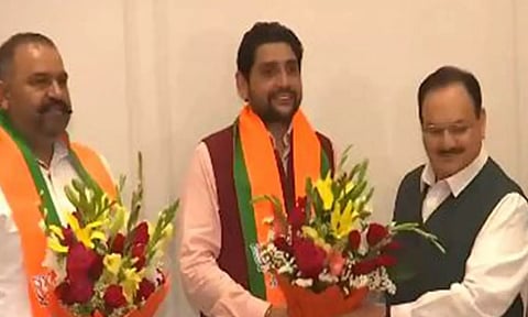 Sushil Kumar Rinku and Sheetal Angural with BJP national president JP Nadda (ANI)