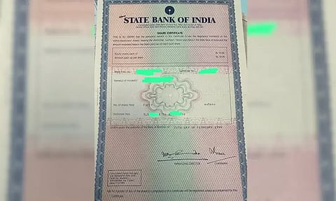 Share certificates from State Bank of India