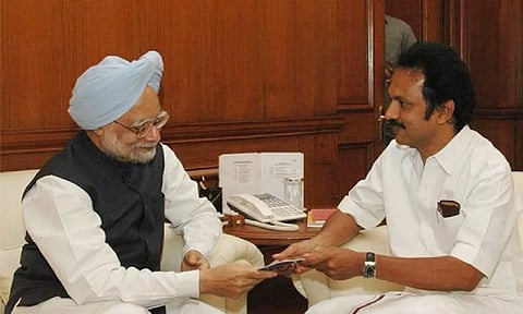 Tamil Nadu Chief Minister MK Stalin with former Prime Minister Manmohan Singh (ANI)