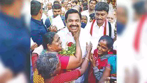 Women welcome AIADMK leader Edappadi K Palaniswami ahead of party functionaries’ meeting in Salem