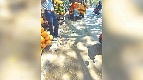 Plastic straws discarded on the roadside after the public consumes tender coconut water