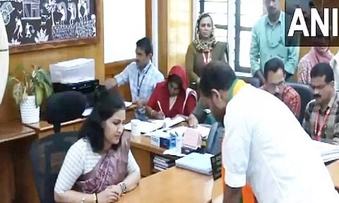 Kerala BJP chief Surendran filing nomination (ANI)