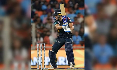 Shubman Gill plays a shot during the match (PTI)