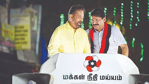 Actor and MNM president Kamal Haasan on Saturday campaigns for DMK candidates in Chennai