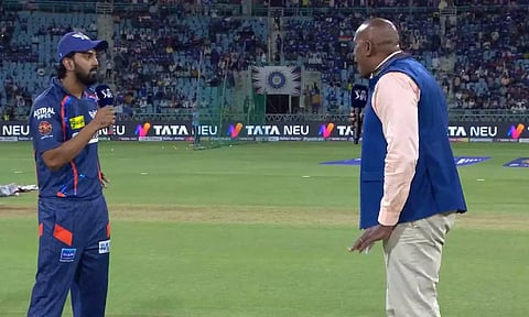 KL Rahul during the toss (Screengrab)