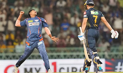 Yash Thakur celebrates after dismissing Shubman Gill (PTI)