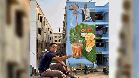 Singapore artist Yip Yow Chong with his mural
