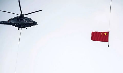 Chinese Flag with Military Helicopter (ANI)