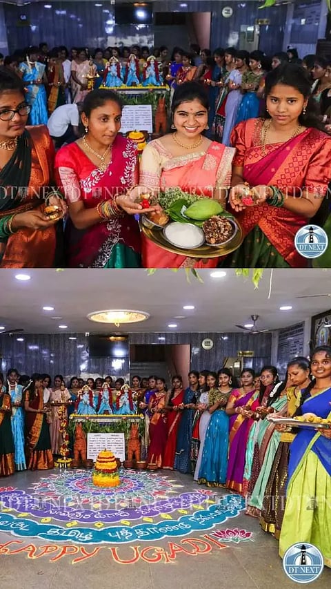College students in Chennai adorned traditional attire to celebrate Ugadi, which falls on April 9.