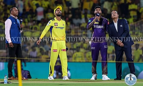 CSK captain Ruturaj Gaikwad and KKR captain Shreyas Iyer during the toss (Photo: Hemanathan M)