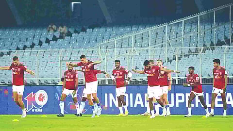Chennaiyin FC players during a training session
