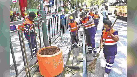 Cleanliness work and security check-ups under way in the view of Prime Minister Modi’s visit to the city in T Nagar (Photo: Hemanathan M)
