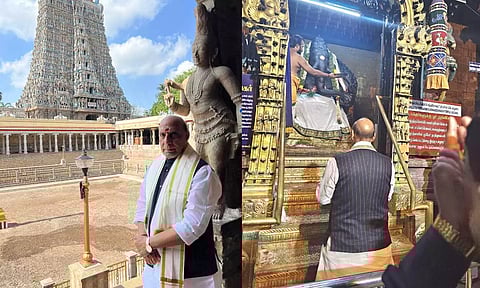 Defence Minister Rajnath Singh worships at Madurai Meenakshi temple
